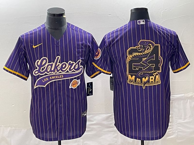 Men Los Angeles Lakers Blank Purple 2023 Nike Co Branding Game NBA Jersey style 3